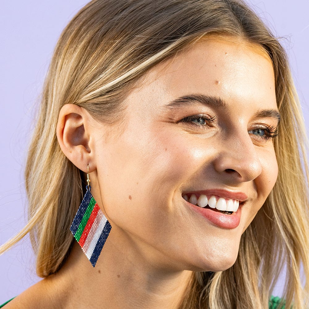 Frida Diagonal Uniform Stripe Beaded Earrings St. Tropez Wholesale