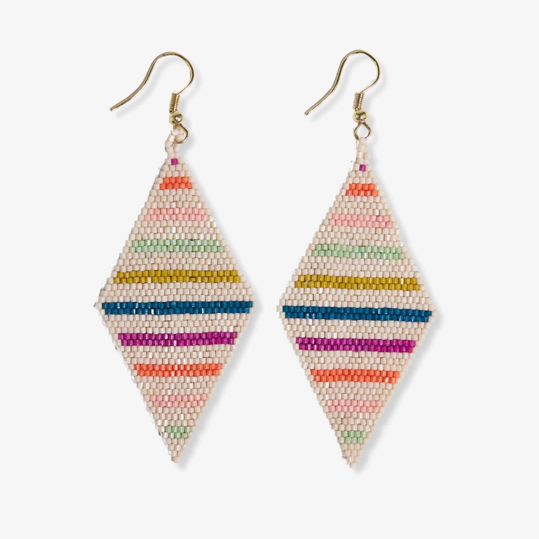 Frida Horizontal Lines Beaded Earrings Rainbow Wholesale