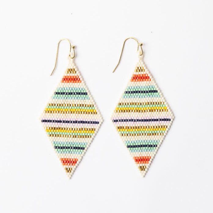 Frida Horizontal Lines Beaded Earrings Multi