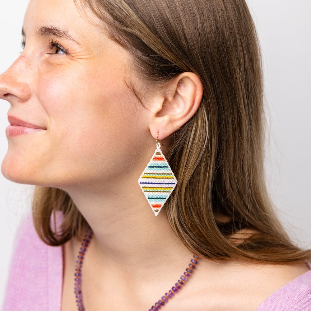 Frida Horizontal Lines Beaded Earrings Multi