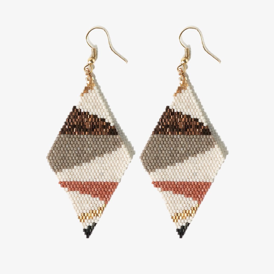 Frida Angled Stripes Beaded Earrings Mixed Metallic Wholesale