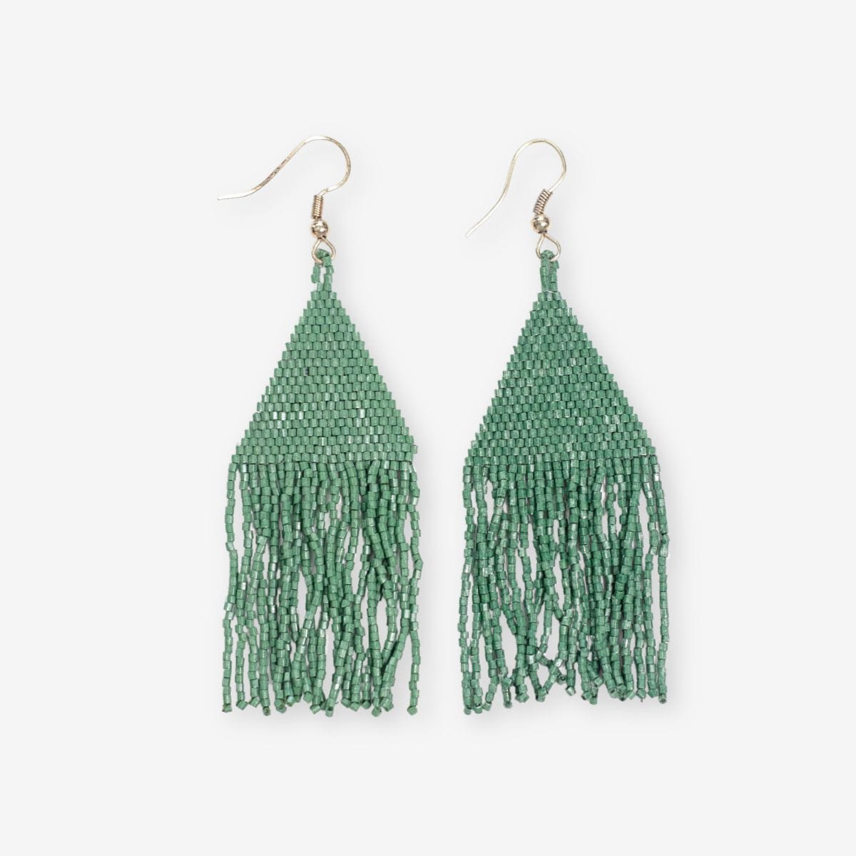 Lexie Solid Beaded Fringe Earrings Emerald Green Wholesale