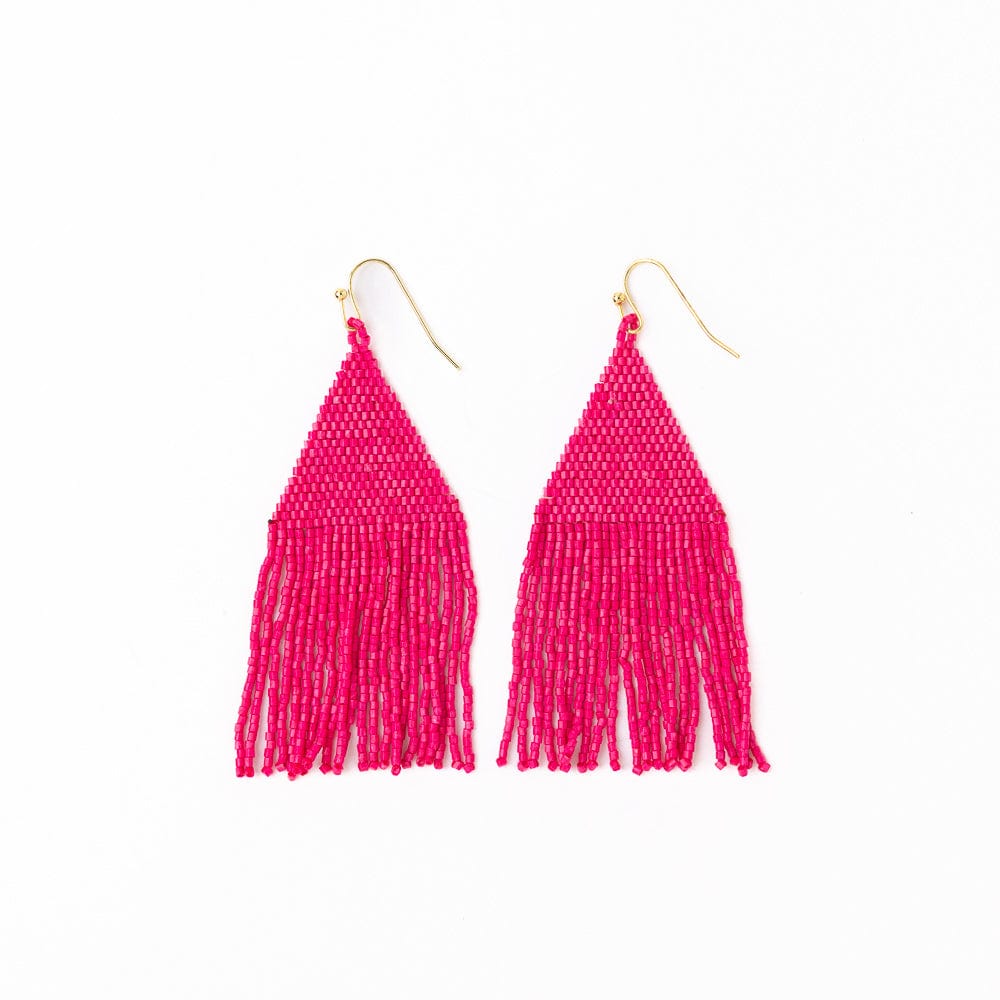 Lexie Solid Beaded Fringe Earrings Hot Pink Wholesale