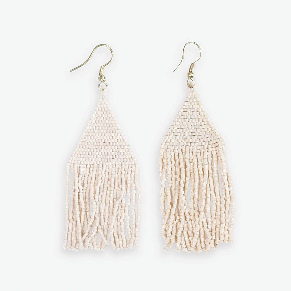 Lexie Solid Beaded Fringe Earrings Cream Wholesale