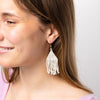 Lexie Solid Beaded Fringe Earrings Cream Wholesale