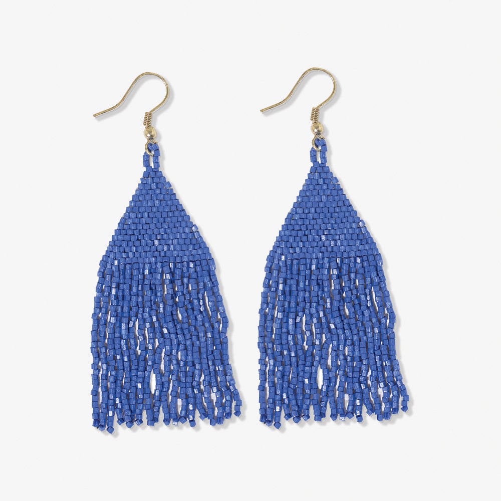 Lexie Solid Beaded Fringe Earrings Lapis Wholesale