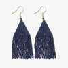 Lexie Solid Beaded Fringe Earrings Navy Wholesale