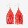 Lexie Solid Beaded Fringe Earrings Scarlet Red Wholesale