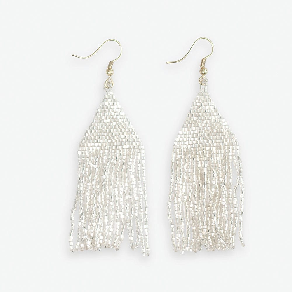 Lexie Solid Beaded Fringe Earrings Silver Wholesale