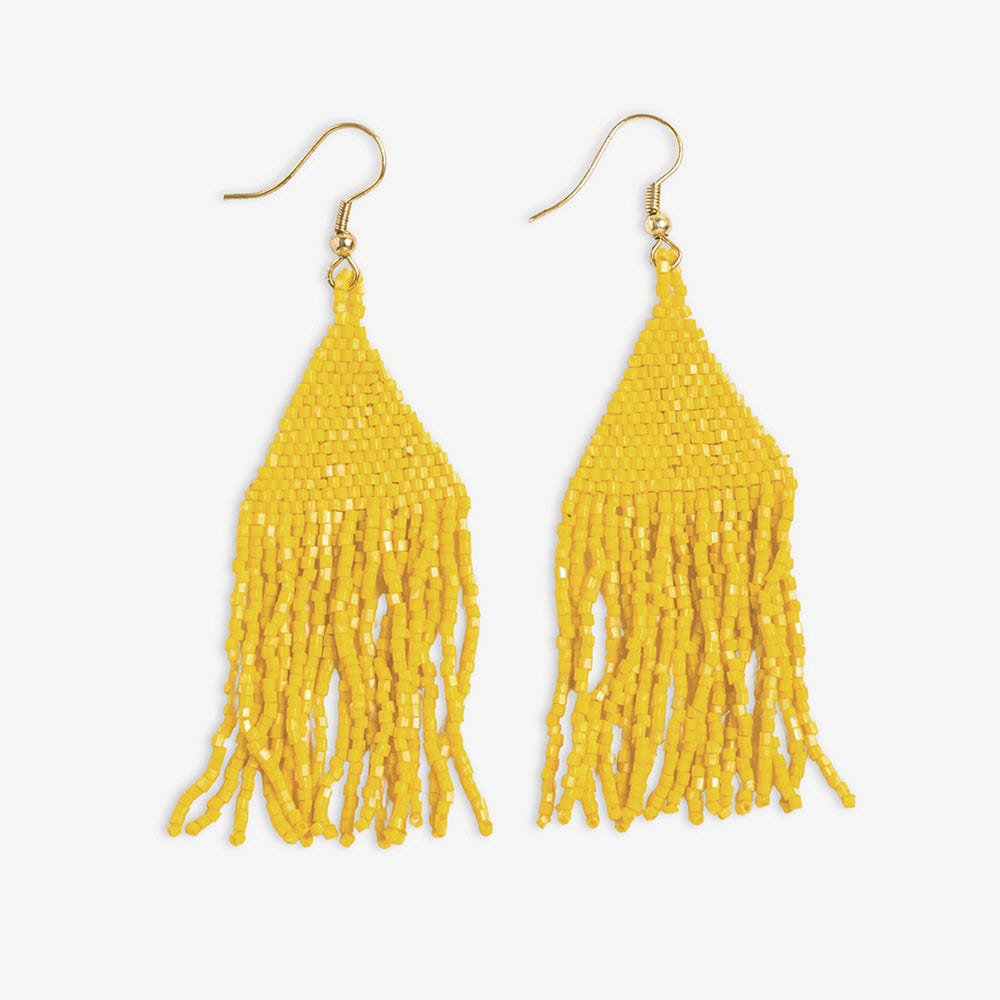 Lexie Solid Beaded Fringe Earrings Lemon Yellow Wholesale