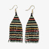 Lexie Horizontal Lines Beaded Fringe Earrings Greens + Rust Wholesale