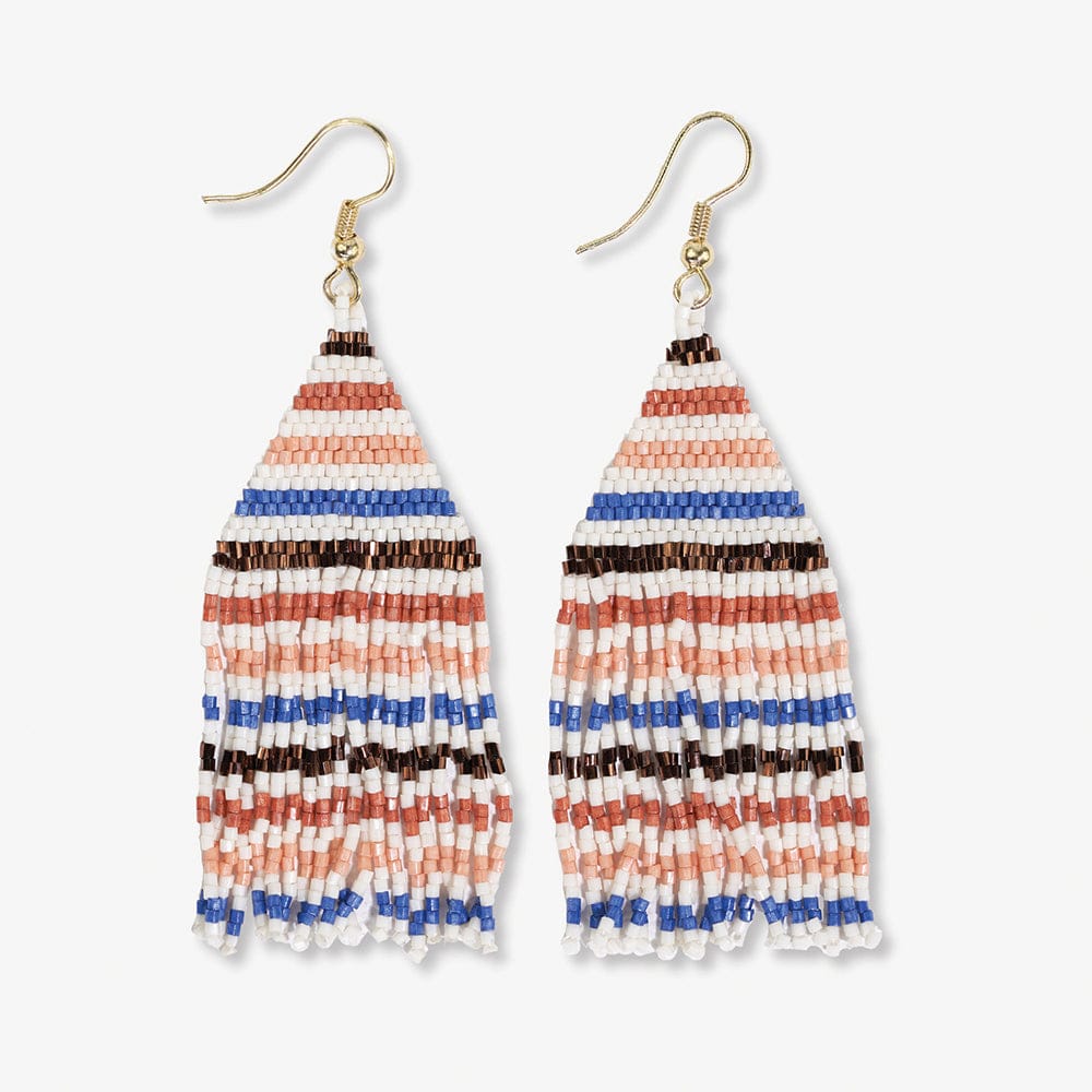 Lexie Horizontal Lines Beaded Fringe Earrings Sedona Wholesale