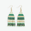 Lexie Horizontal Stripes Beaded Fringe Earrings Mixed Greens Wholesale