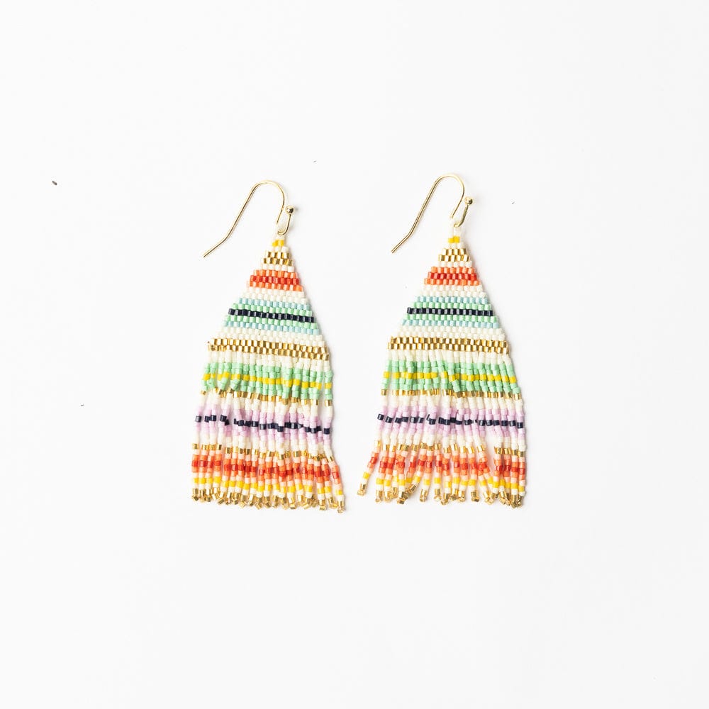 Lexie Horizontal Stripe Beaded Fringe Earrings Multi