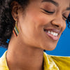 Zelda Angled Stripe Diamond Earrings Greens + Rust Wholesale