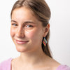 Zelda Diagonal Stripes Beaded Diamond Drop Earrings Pink and Light Blue Wholesale