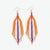 Jane Game Day Triangle with Stripe Beaded Fringe Earrings Orange and Purple Wholesale