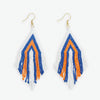 Haley Game Day Stacked Triangle Beaded Fringe Earrings Blue and Orange Wholesale