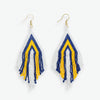 Haley Game Day Stacked Triangle Beaded Fringe Earrings Navy and Yellow Wholesale