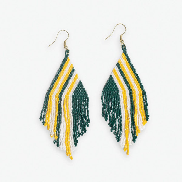 Ink + Alloy Haley Stacked Triangle Beaded Fringe Earrings Gold