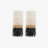 Ava Color Block Beaded Fringe Earrings Black Wholesale