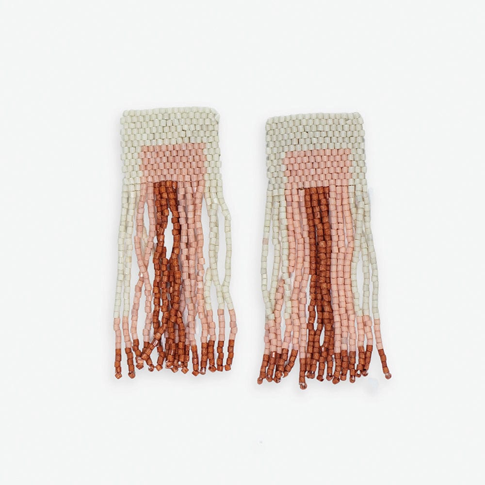 Ava Geo Shapes Beaded Fringe Earrings Blush Wholesale