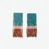 Ava Color Block Beaded Fringe Earrings Teal Wholesale