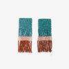 Ava Color Block Beaded Fringe Earrings Teal Wholesale