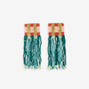 Ava Crossing Colorblock Beaded Fringe Earrings Teal + Poppy Wholesale