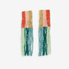 Belle Woven Top Vertical Colorblock Beaded Fringe Earrings Teal and Poppy Wholesale