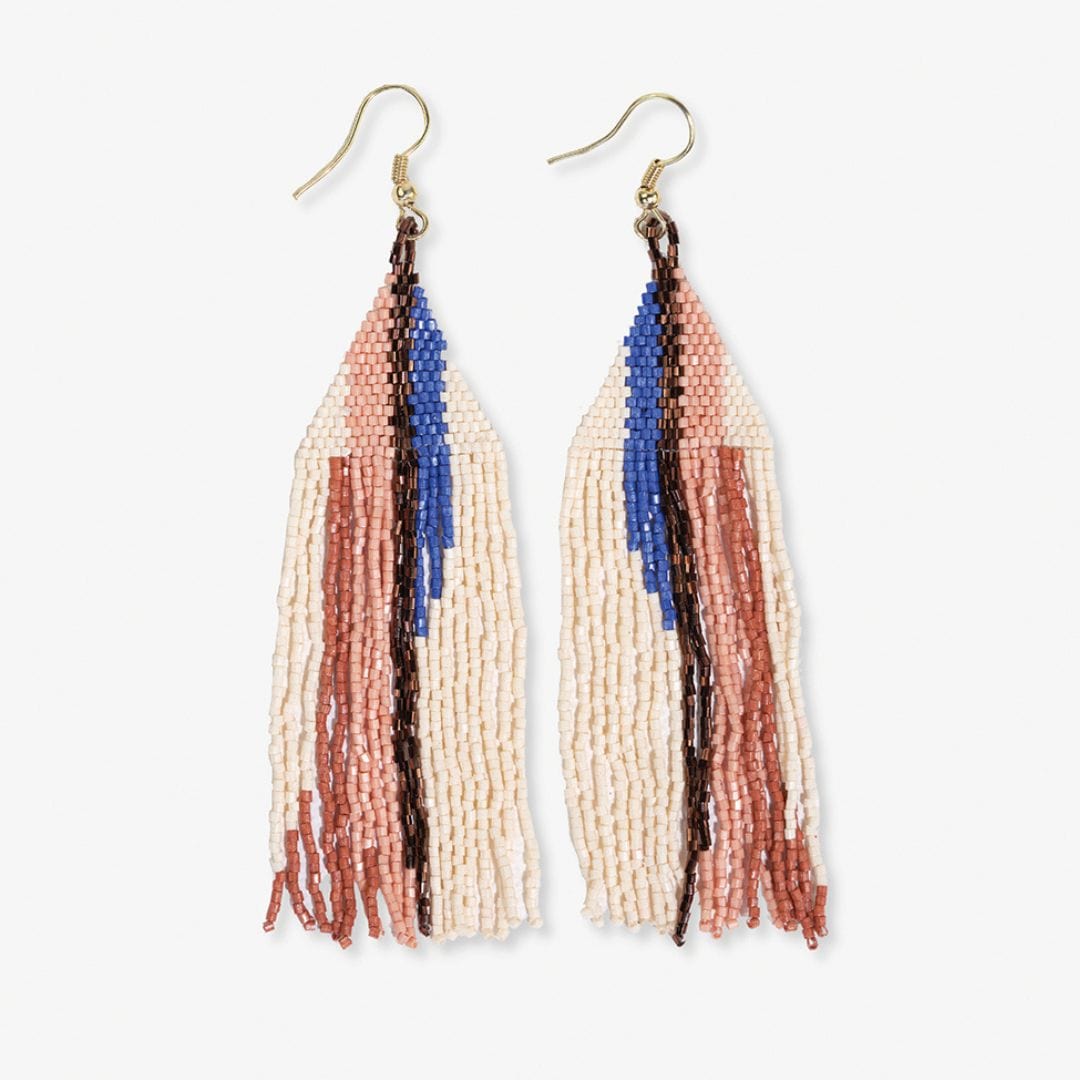 Camielle Abstract Stripe Beaded Fringe Earrings Sedona Wholesale