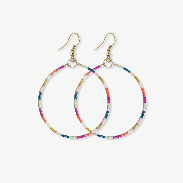Frida Diagonal Uniform Stripe Beaded Earrings Navy Hot Pink