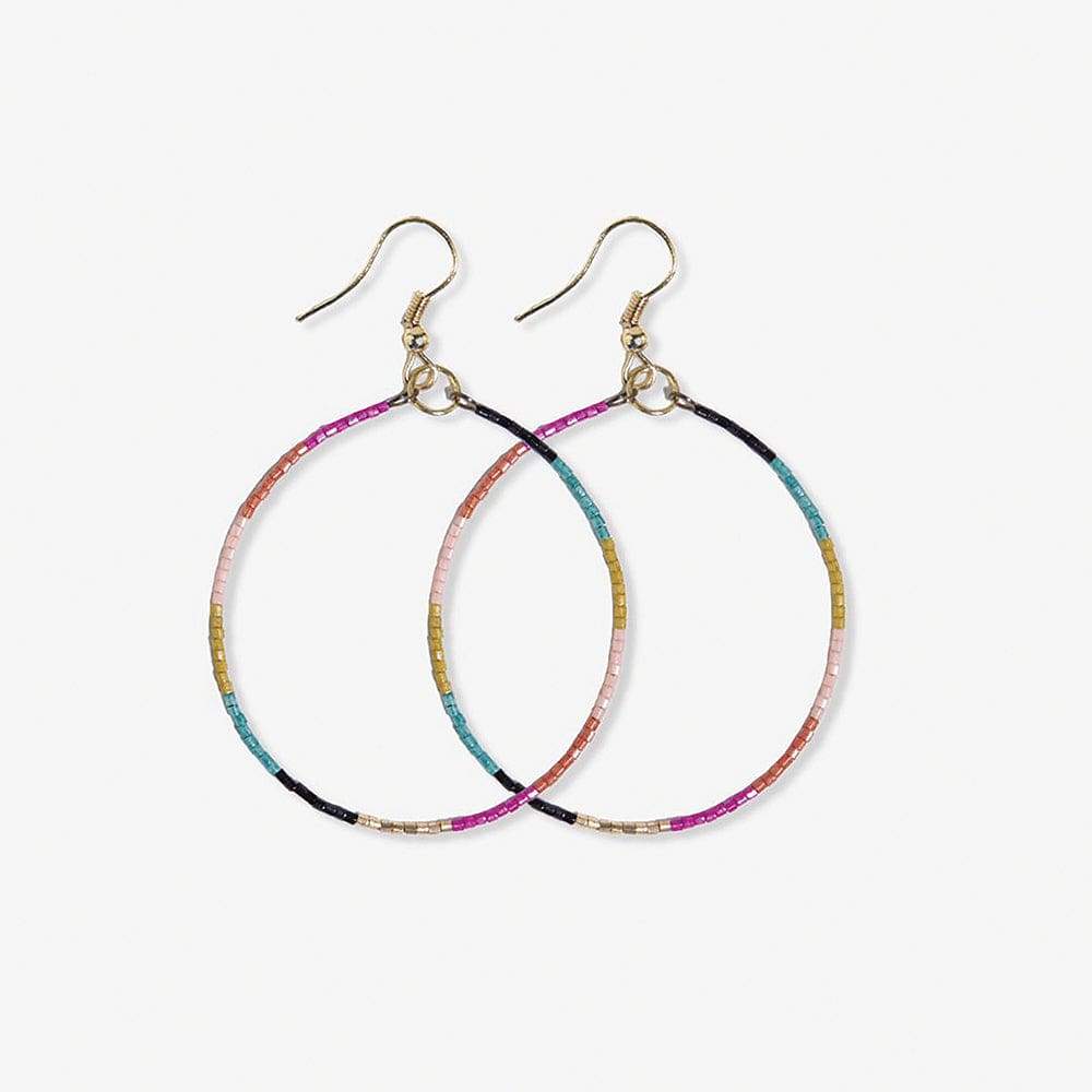 Kelly Color Block Beaded Hoop Earrings Muted Rainbow Wholesale