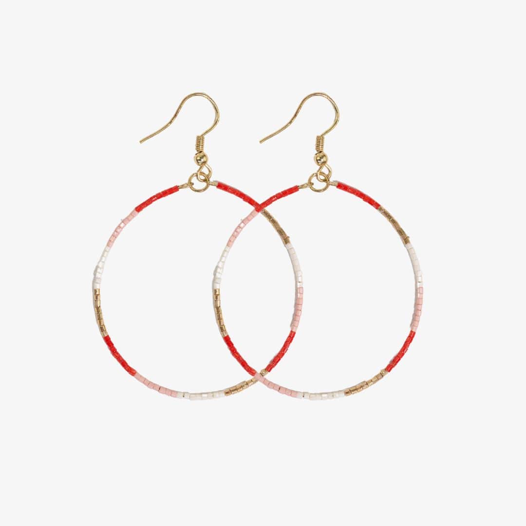 Kelly Color Block Beaded Hoop Earrings Poppy Wholesale