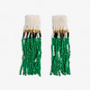 Marilyn Colorblock With Center Vertical Black Stripes Fringe Earrings Kelly Green Wholesale