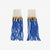 Marilyn Colorblock With Center Vertical Black Stripes Fringe Earrings Royal Blue Wholesale