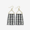 Paige Game Day Houndstooth Beaded Fringe Earrings Black and White Wholesale