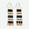 Billie Mixed Horizontal Stripes Beaded Fringe Earrings Black and Gold Wholesale