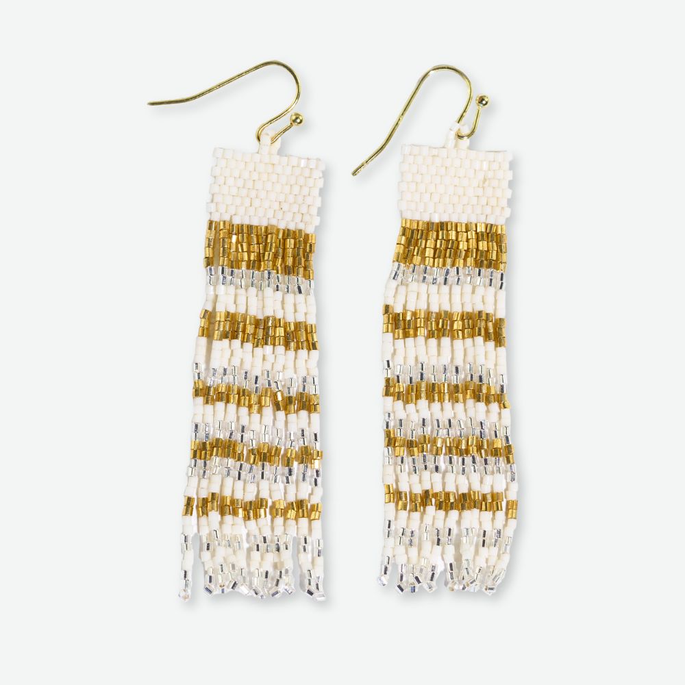 Billie Mixed Horizontal Stripes Beaded Fringe Earrings St. Moritz Wholesale