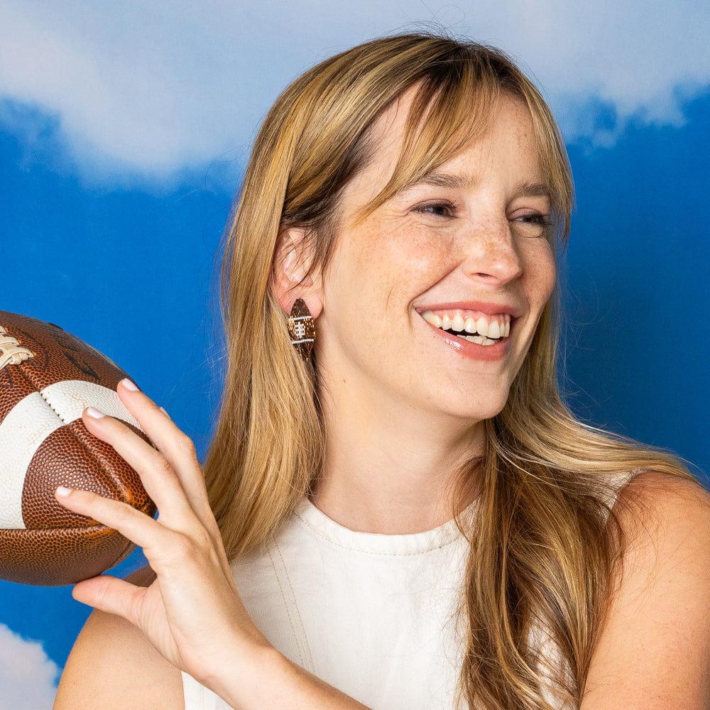Game Day Luxe Football Earrings Bronze Wholesale