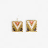 Kallie Chevron Rectangle Post Beaded Earrings Jaipur Wholesale