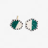 Casey Two Color Hexagon Post Beaded Earrings Bright Emerald and Ivory Wholesale