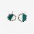 Casey Two Color Hexagon Post Beaded Earrings Bright Emerald and Ivory Wholesale