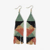 Brittany Mixed Triangles Beaded Fringe Earrings Greens and Rust Wholesale