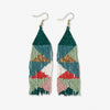 Brittany Mixed Triangles Beaded Fringe Earrings Teal and Poppy Wholesale