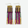 McKenzie Brass Bar Hanger Long Beaded Fringe Earrings Ember Gold and Mint Wholesale