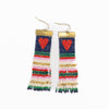 Lauren Stripe Heart Beaded Earrings Navy Red