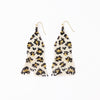 Delilah Cheetah Print Beaded Fringe Earrings Ivory, Black, + Gold Wholesale