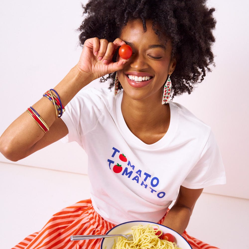 Delilah Tomato Beaded Fringe Earrings Red + Green Wholesale