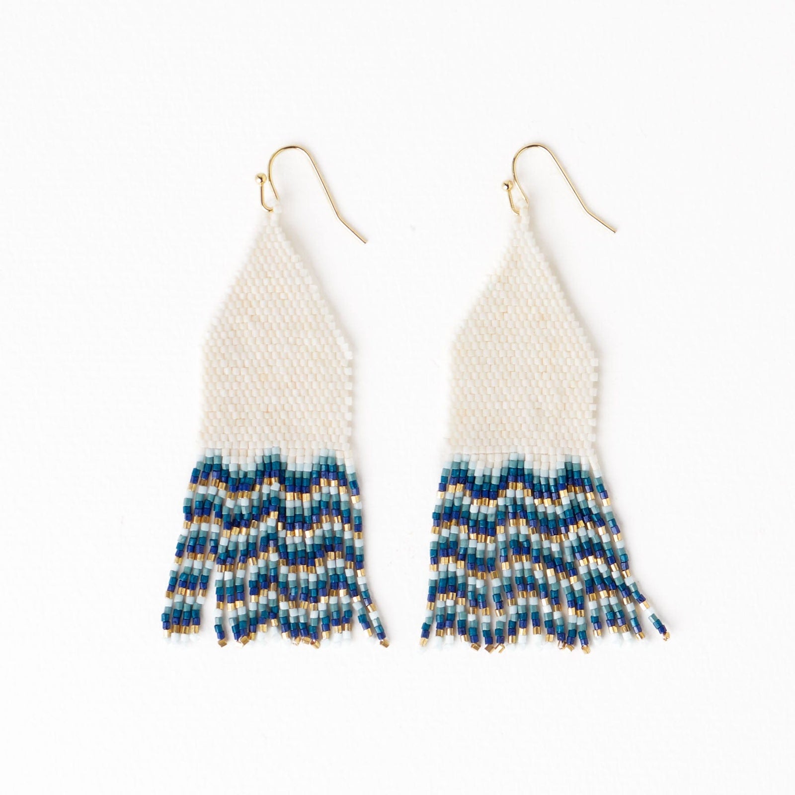 Delilah Wave Beaded Fringe Earrings Blues Wholesale